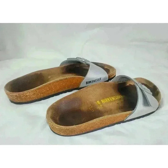 Birkenstock Size US 7- 7.5 / EU 38 Madrid Silver Leather Sandal  Gorpcore Slide - Picture 1 of 9